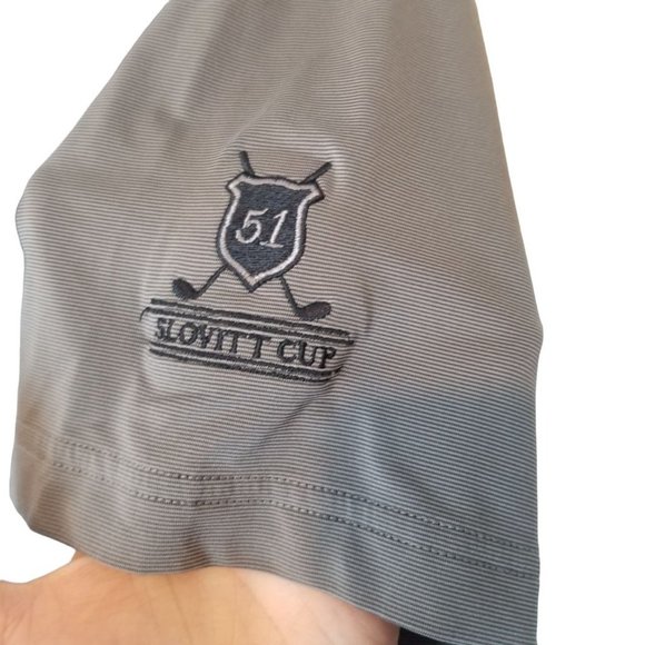 FootJoy Mens M Black Gray Striped Short Sleeves At - Picture 4 of 8